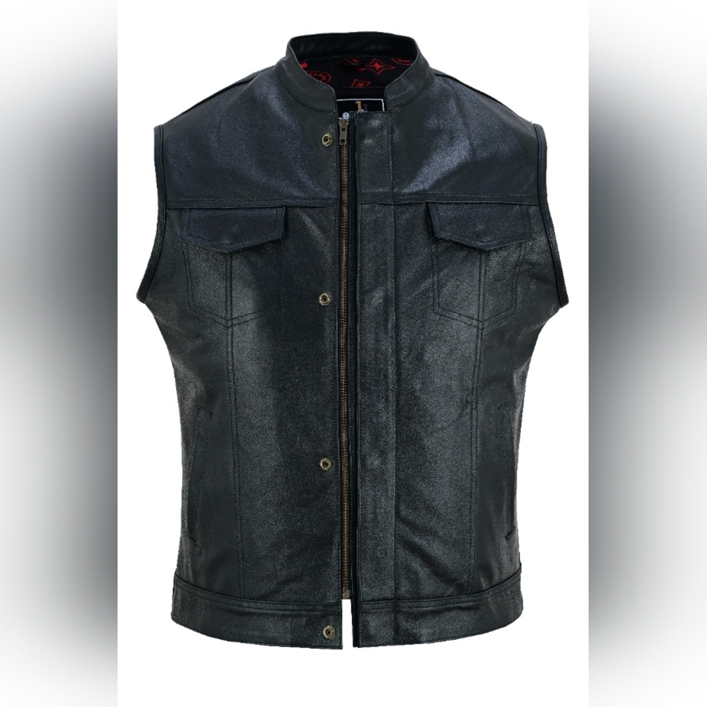 Men's Black Leather Vest